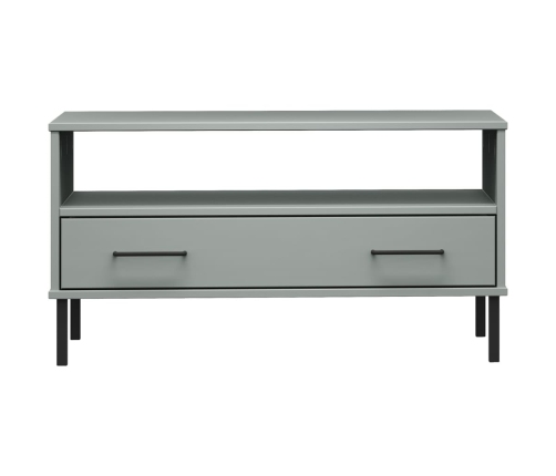 Mesa de centro patas metal OSLO madera maciza gris 85x50x45 cm