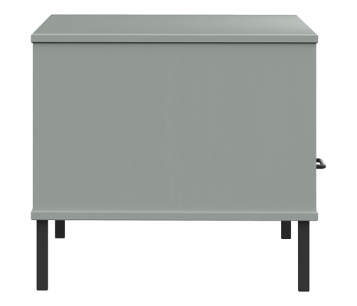 Mesa de centro patas metal OSLO madera maciza gris 85x50x45 cm