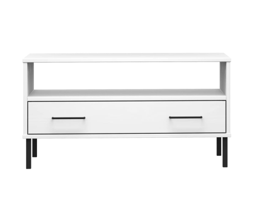 vidaXL Mesa de centro patas metal OSLO madera maciza blanco 85x50x45cm