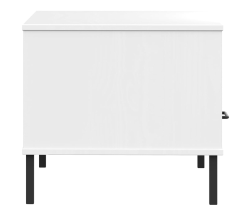 vidaXL Mesa de centro patas metal OSLO madera maciza blanco 85x50x45cm