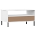 vidaXL Mesa de centro patas metal OSLO madera maciza blanco 85x50x45cm