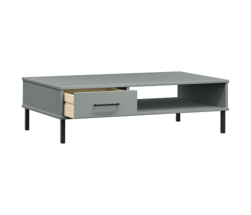 Mesa de centro con patas de metal OSLO madera maciza pino gris