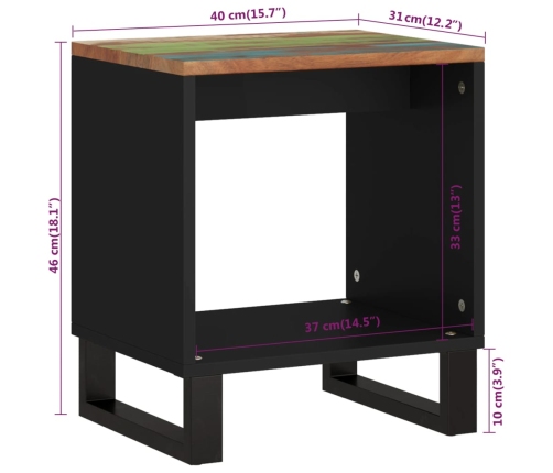 Mesa de centro madera reciclada y contrachapada 40x31x46 cm