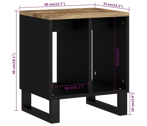 Mesa auxiliar madera maciza mango y tecnológica 40x31x46 cm