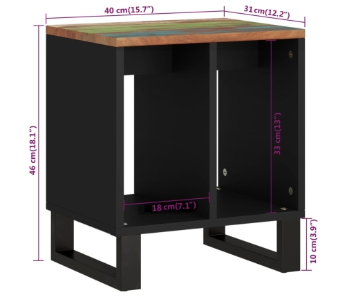 Mesa auxiliar madera reciclada y contrachapada 40x31x46 cm