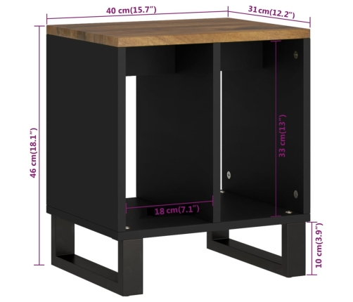 Mesa auxiliar madera maciza mango y tecnológica 40x31x46 cm