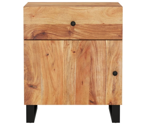 Mesita de noche madera acacia madera contrachapada 50x33x60 cm