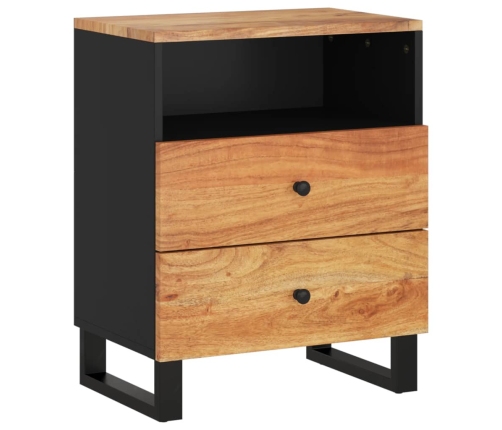 Mesita de noche madera acacia madera contrachapada 50x33x62 cm