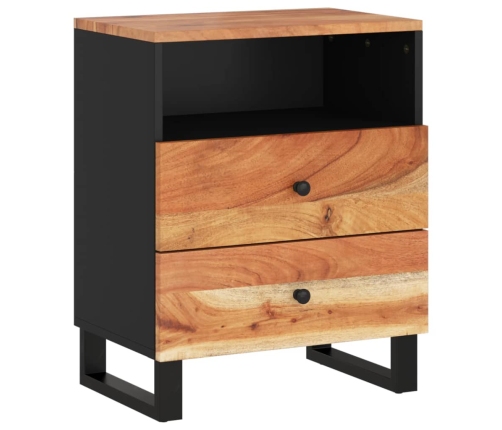 Mesita de noche madera acacia madera contrachapada 50x33x62 cm