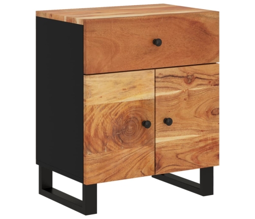 Mesita de noche madera acacia madera contrachapada 50x33x60 cm