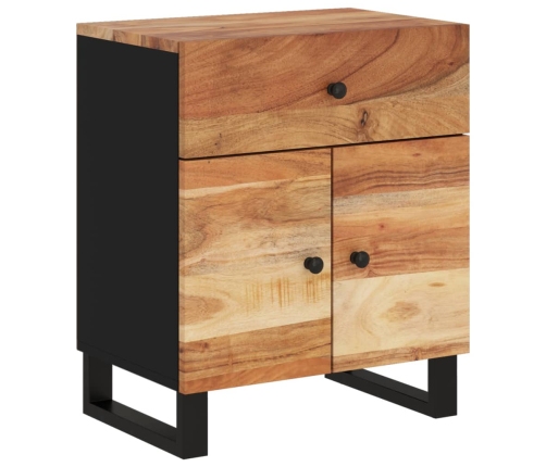 Mesita de noche madera acacia madera contrachapada 50x33x60 cm