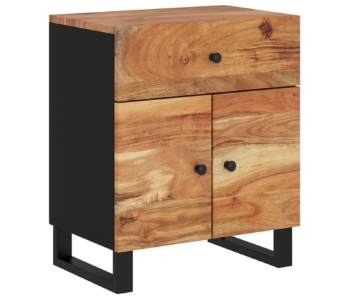 Mesita de noche madera acacia madera contrachapada 50x33x60 cm