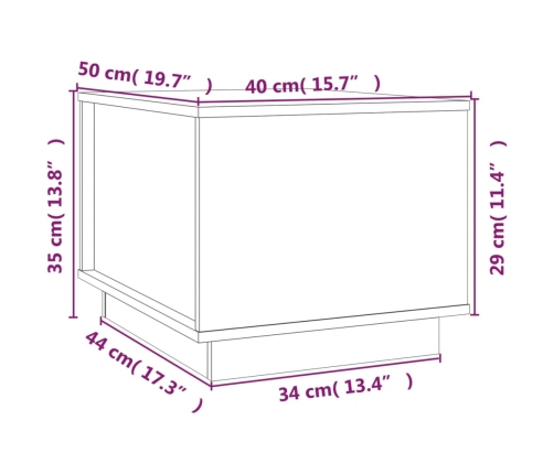 Mesa de centro de madera maciza de pino negro 40x50x35 cm