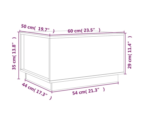 Mesa de centro de madera maciza de pino 60x50x35 cm