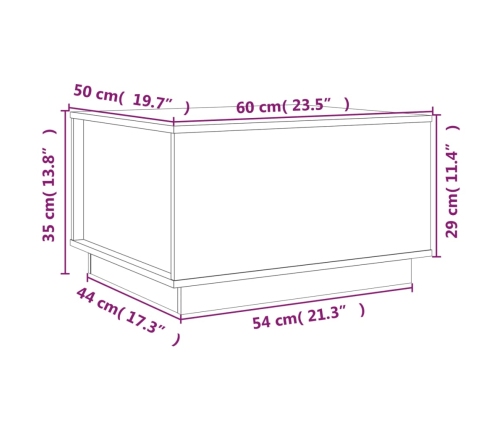 Mesa de centro de madera maciza de pino blanco 60x50x35 cm