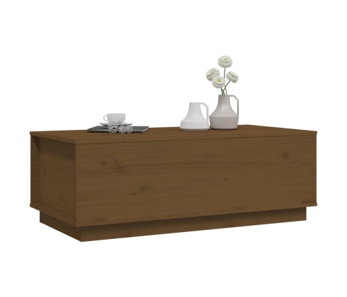 Mesa de centro madera maciza de pino marrón miel 100x50x35 cm