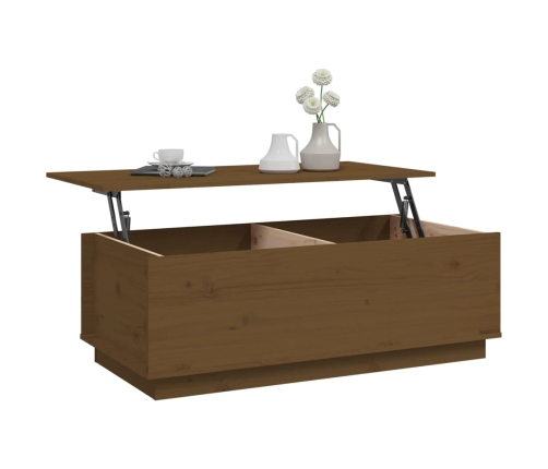 Mesa de centro madera maciza de pino marrón miel 100x50x35 cm