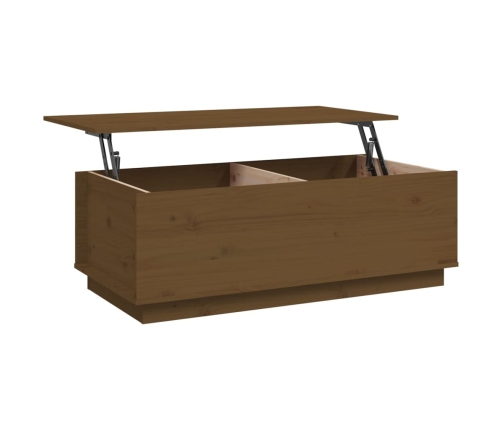 Mesa de centro madera maciza de pino marrón miel 100x50x35 cm