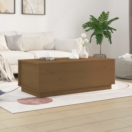 Mesa de centro madera maciza de pino marrón miel 100x50x35 cm