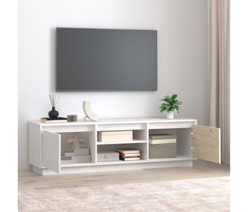 Mueble de TV madera maciza de pino blanco 140x35x40 cm