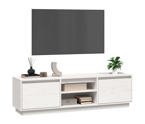 Mueble de TV madera maciza de pino blanco 140x35x40 cm