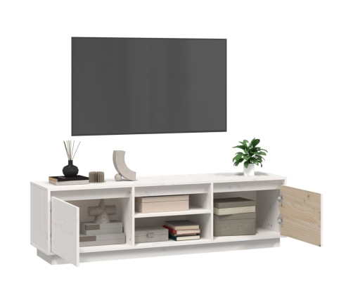 Mueble de TV madera maciza de pino blanco 140x35x40 cm