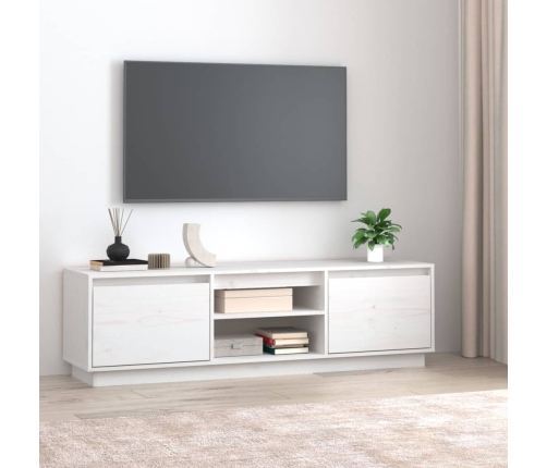 Mueble de TV madera maciza de pino blanco 140x35x40 cm