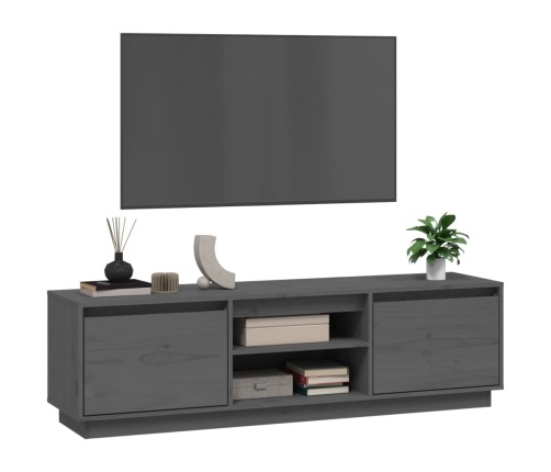 Mueble de TV de madera maciza de pino gris 140x35x40 cm