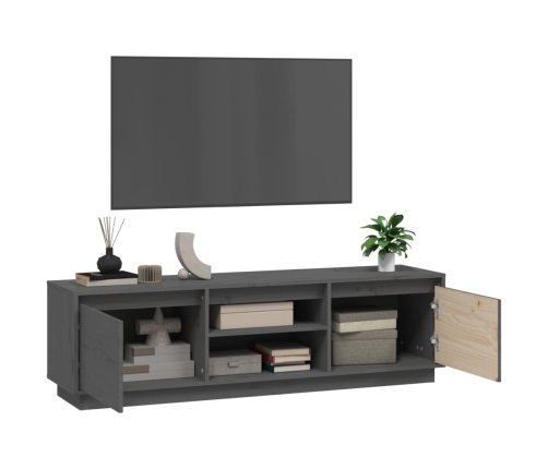 Mueble de TV de madera maciza de pino gris 140x35x40 cm