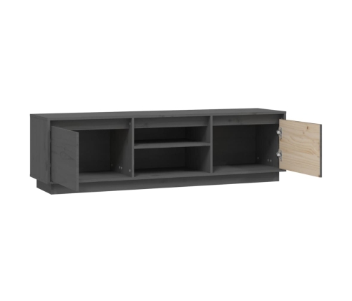 Mueble de TV de madera maciza de pino gris 140x35x40 cm