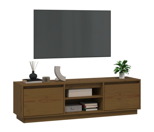 Mueble de TV madera maciza de pino marrón miel 140x35x40 cm