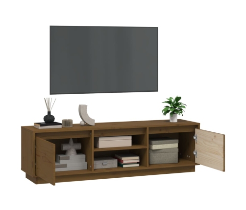 Mueble de TV madera maciza de pino marrón miel 140x35x40 cm