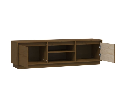 Mueble de TV madera maciza de pino marrón miel 140x35x40 cm