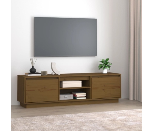 Mueble de TV madera maciza de pino marrón miel 140x35x40 cm