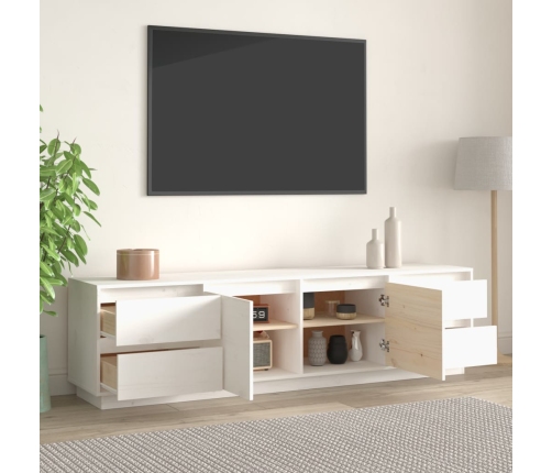 Mueble de TV madera maciza de pino blanco 176x37x47,5 cm