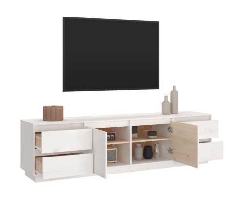 Mueble de TV madera maciza de pino blanco 176x37x47,5 cm