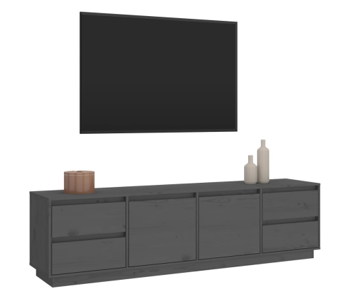 Mueble de TV madera maciza de pino gris 176x37x47,5 cm