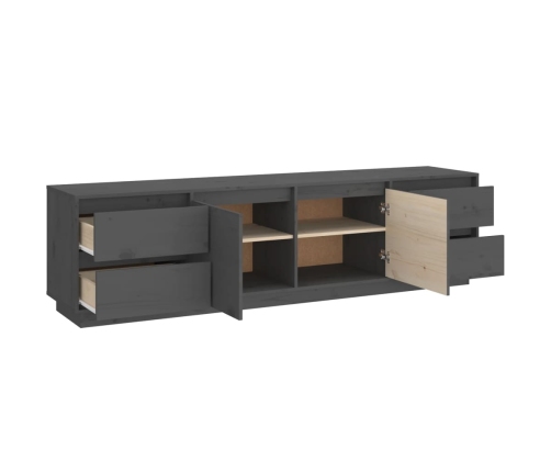 Mueble de TV madera maciza de pino gris 176x37x47,5 cm