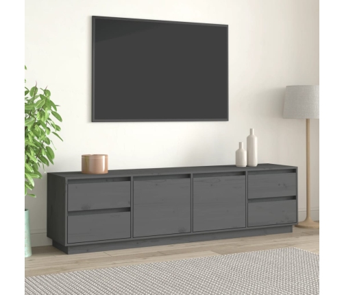 Mueble de TV madera maciza de pino gris 176x37x47,5 cm