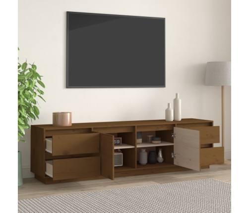 Mueble de TV madera maciza de pino marrón miel 176x37x47,5 cm