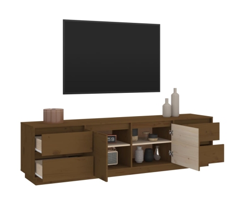 Mueble de TV madera maciza de pino marrón miel 176x37x47,5 cm