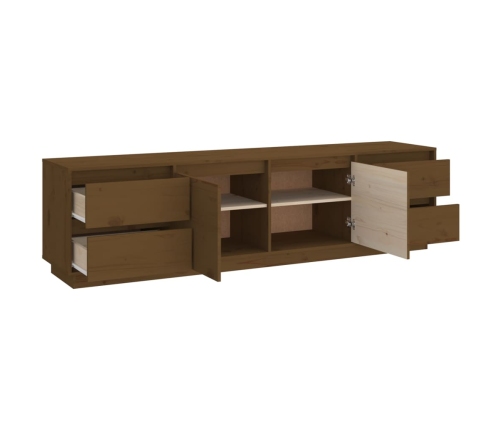 Mueble de TV madera maciza de pino marrón miel 176x37x47,5 cm