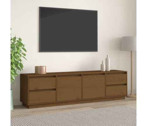 Mueble de TV madera maciza de pino marrón miel 176x37x47,5 cm