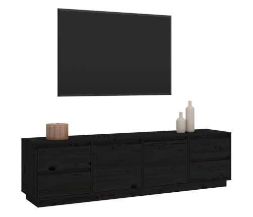 Mueble de TV madera maciza de pino negro 176x37x47,5 cm