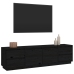 Mueble de TV madera maciza de pino negro 176x37x47,5 cm