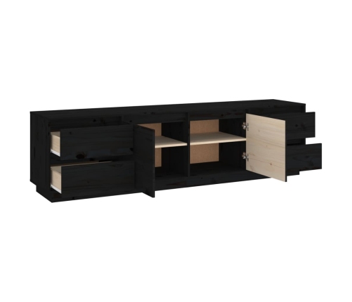 Mueble de TV madera maciza de pino negro 176x37x47,5 cm