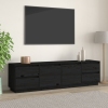 Mueble de TV madera maciza de pino negro 176x37x47,5 cm