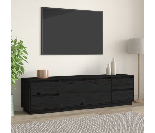 Mueble de TV madera maciza de pino negro 176x37x47,5 cm