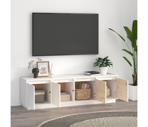 Mueble de TV madera maciza de pino blanco 156x37x45 cm