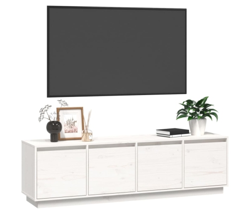 Mueble de TV madera maciza de pino blanco 156x37x45 cm